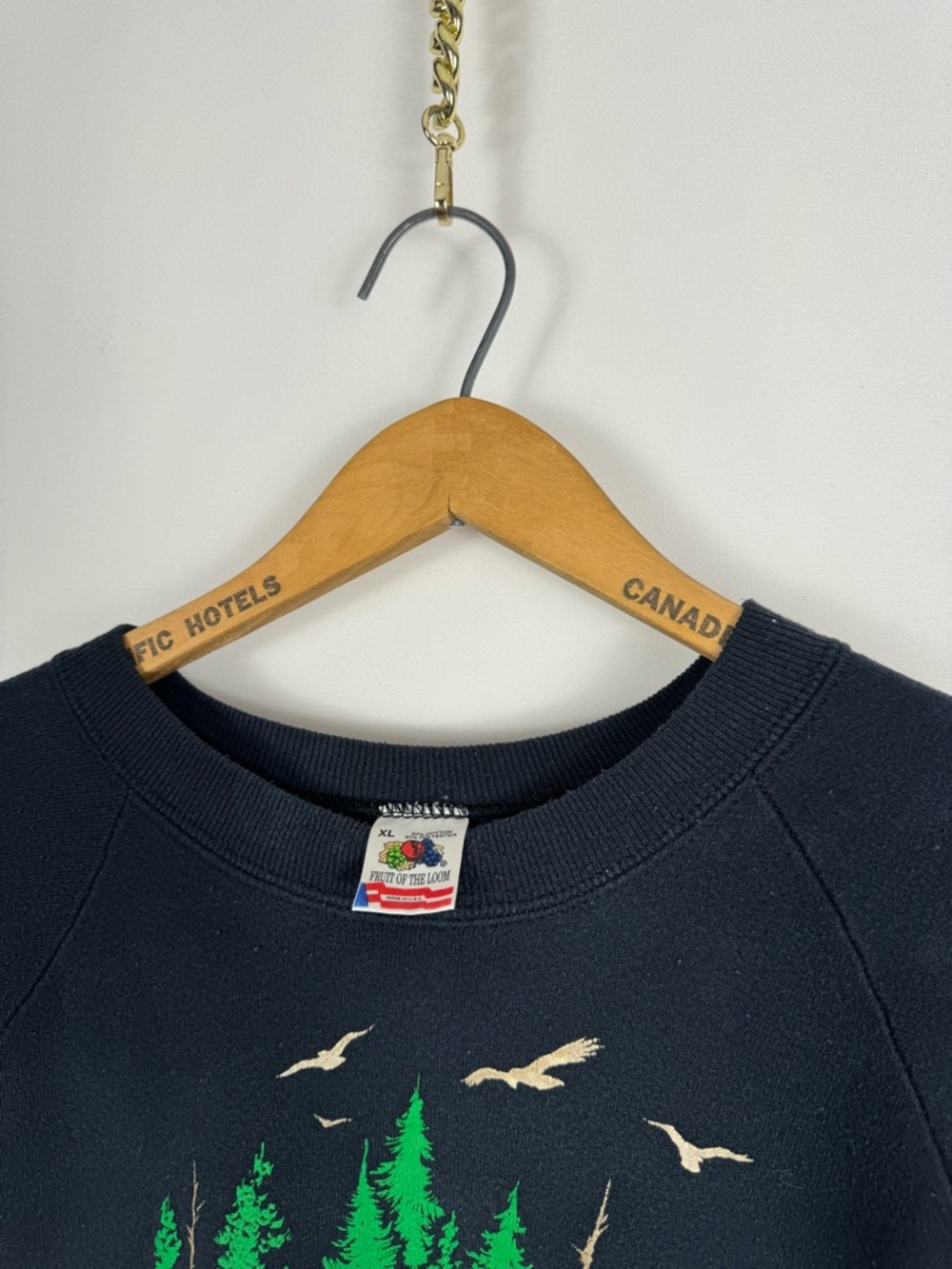Vintage 90s Buck Forest Graphic Crewneck Men’s Black Sweater with Buck Print - Picture 5 of 7